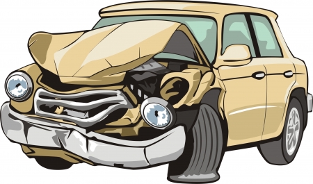 Old car with crashed front