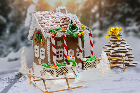 snow covered homemade gingerbread house gingerbread christmas tree and a sugar mastic snowman on - Gingerbread Christmas Tree snow covered homemade gingerbread house gingerbread christmas tree and a sugar mastic snowman on - Gingerbread Christmas Tree
