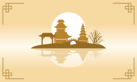 五重塔旧正月ベクトル アートの風景シルエットのイラスト素材 ベクタ Image