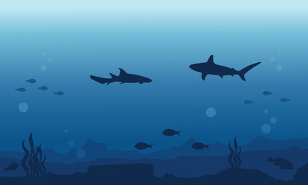 silhouette of fish various background underwater vector art royalty