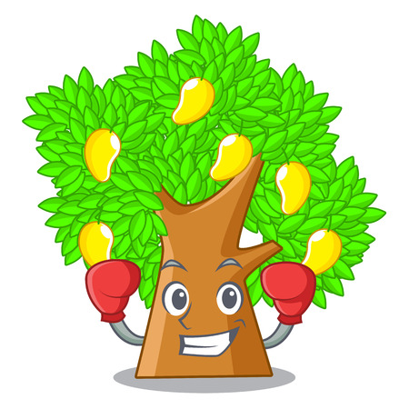 Boxing mango tree isolated with the mascot vector illstration