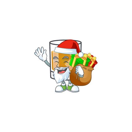 Beverage cold whiskey cartoon character isolated santa bring gift.