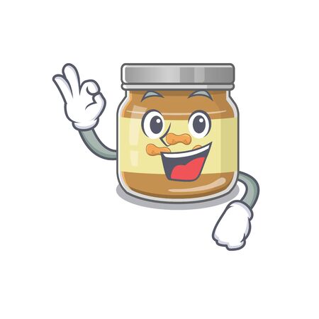 A picture of peanut butter making an Okay gesture. Vector illustration