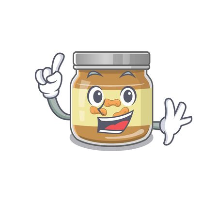 One Finger peanut butter in mascot cartoon character style. Vector illustration