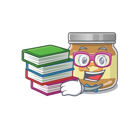 Cool and clever Student peanut butter mascot cartoon with book. Vector illustration Vector Illustration