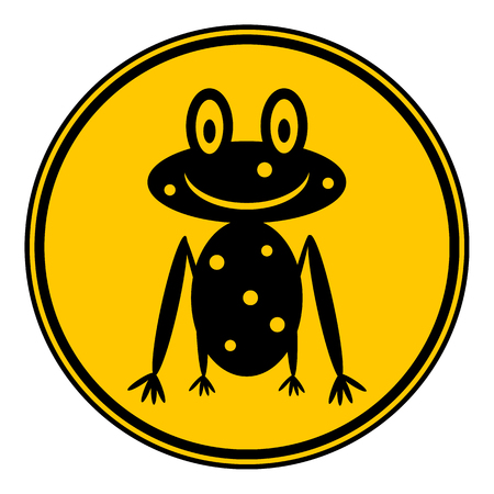 Frog icon on button on white background. vector illustration. Vector Illustration