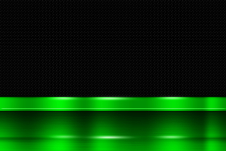 green metal banner on black carbon fiber metal background 3d green metal background