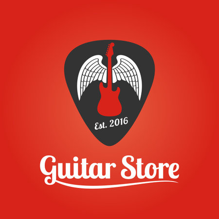 guitar store vector template music store sign royalty free cliparts
