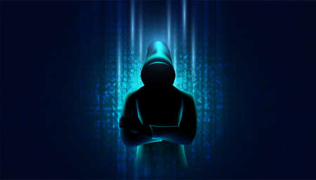 Il concetto astratto di hacker ruba informazioni dai computer sulla rete. nel mondo di internet sfondare il sistema di sicurezza
