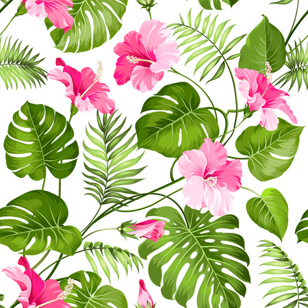 シームレスな南国の花 花のシームレスなパターン背景の花 ベクトルの図 のイラスト素材 ベクタ Image