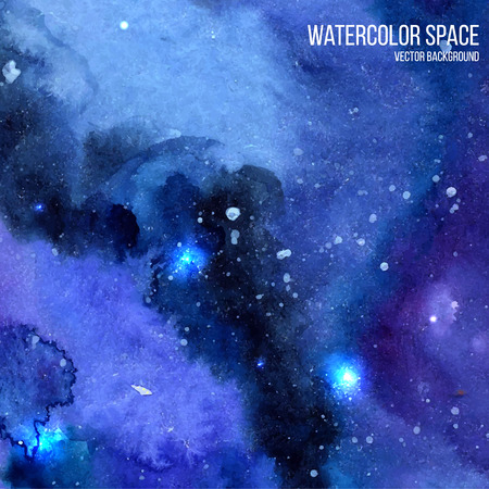 水彩夜空の背景の輝く星 ペイント ストロークと巻きひげ空間のテクスチャ ベクトル イラスト のイラスト素材 ベクタ Image