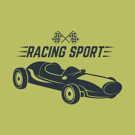 レース車のイラスト エンブレム サイン ブランド マークのデザイン要素のイラスト素材 ベクタ Image