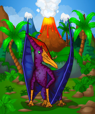 かわいい漫画のプテラノドン 漫画の恐竜の孤立したイラスト のイラスト素材 ベクタ Image