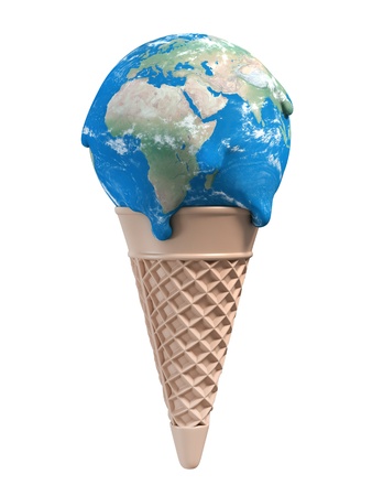 ice cream earth melts - global warming 3d concept Stock Photo - 19776294