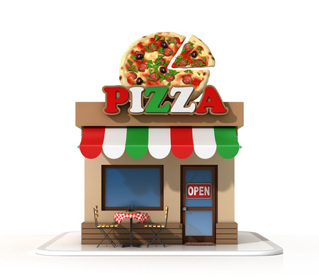 Pizzeria On A White Background 3d Rendering Pizzeria On A White Background 3d Rendering