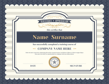 Vintage retro frame certificate background design template