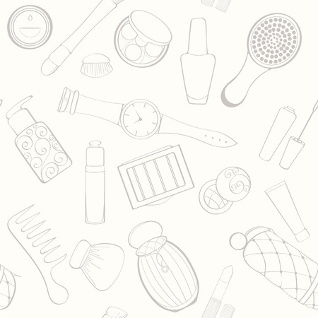 ホームページの壁紙 包装紙 壁紙用シームレス女性バッグものパターンを使用できます 女性化粧品のベクトル明るいパターン バッグのデザイン ファッションの概念 のイラスト素材 ベクタ Image