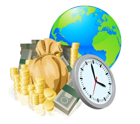 World globe money time business concept time is money international business concept