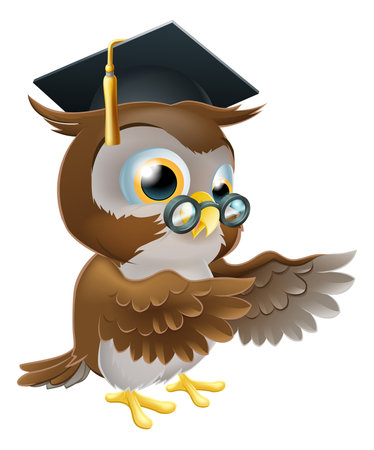 un joli dessin anim sage hibou portant un professeur de panneau de mortier ou un chapeau - Maitre Hibou un joli dessin anim sage hibou portant un professeur de panneau de mortier ou un chapeau - Maitre Hibou