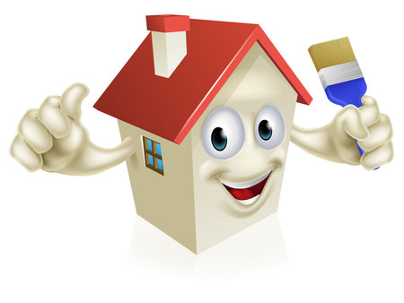 ハンマーを持って漫画家のキャラクターのイラスト ホーム改善のための概念または類似の Diy のイラスト素材 ベクタ Image