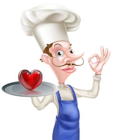 完璧なか大丈夫サインを行う漫画シェフのイラストのイラスト素材 ベクタ Image