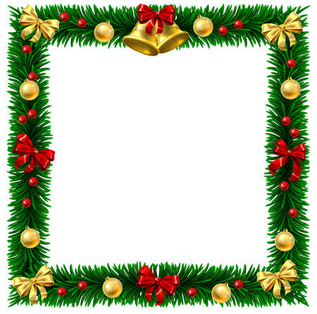 Square Christmas Tree Wreath Border Frame Decoration Festive Design Background With Bauble Balls Hanging From Trees Square Christmas Tree Wreath Border Frame Decoration Festive Design Background With Bauble Balls Hanging From Trees