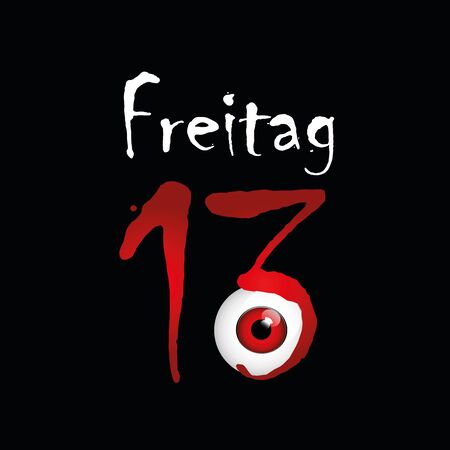 Red eye on friday the 13th on black background vector illustration eps10 Vector Illustration