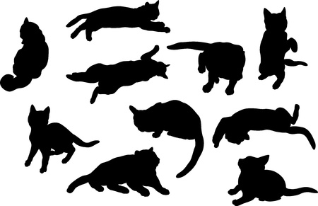 白い背景の上の猫シルエットのセットです のイラスト素材 ベクタ Image 3065