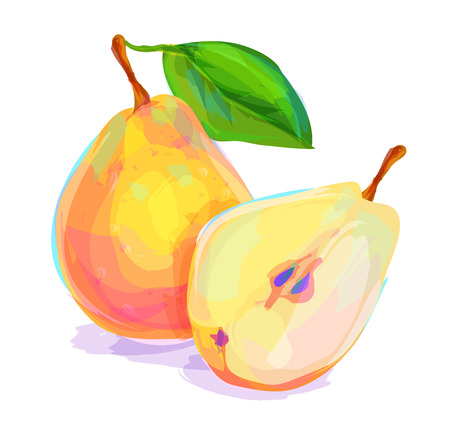 黄色の洋ナシ簡単な漫画スタイルのベクトル図 果物のアイコン のイラスト素材 ベクタ Image