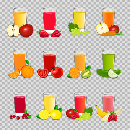 新鮮な果物と野菜ジュースのベクトル イラストのセット のイラスト素材 ベクタ Image