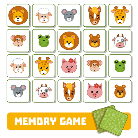 Juego De Para Niños, Tarjetas Lindos Animales Ilustraciones Svg, Vectoriales, Clip Vectorizado Libre De Derechos. Image 79464912.