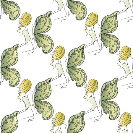 手描きのイラスト 蝶の羽を持つ美しい少女 バージンのかわいい女の子 シームレス パターン のイラスト素材 ベクタ Image 手描きのイラスト 蝶の羽を持つ美しい少女 バージンのかわいい女の子 シームレス パターン のイラスト素材 ベクタ Image