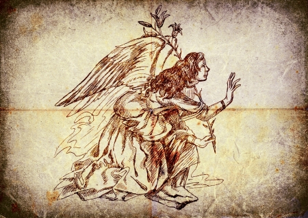 天使のシリーズから 3 番目のイメージ 大天使ガブリエル 鉛筆デッサンします の写真素材 画像素材 Image