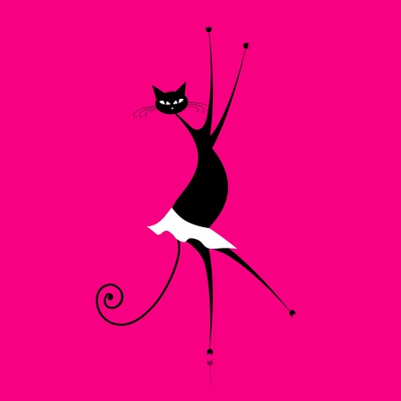 Graceful cat dancing, vector illustration for your design