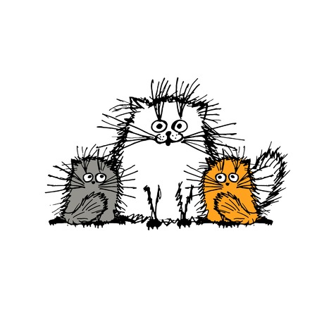 chats Fluffy famille, croquis pour votre conception. Vector illustration - 51823975