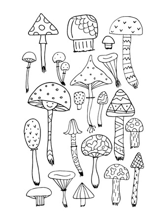 レトロきのこセット のイラスト素材 ベクタ Image レトロきのこセット のイラスト素材 ベクタ Image