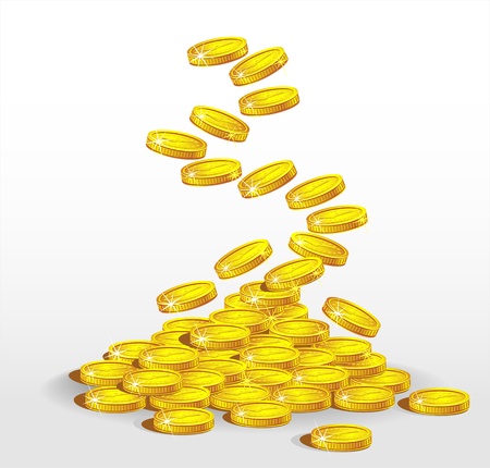 Gold coin: Đồng tiền vàng đổ. Khái niệm về lợi nhuận Hình minh hoạ