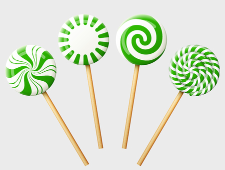 set of green christmas candy on wooden stick striped peppermint lollipops isolated on white - Best Christmas Candy set of green christmas candy on wooden stick striped peppermint lollipops isolated on white - Best Christmas Candy