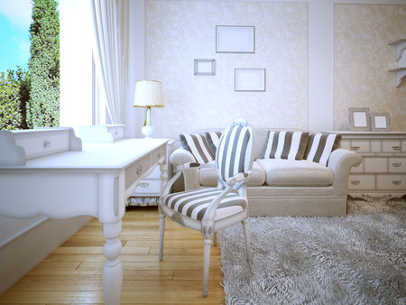Idea di soggiorno provenzale. una sala accogliente con una bella ... Parete soggiorno provenzale