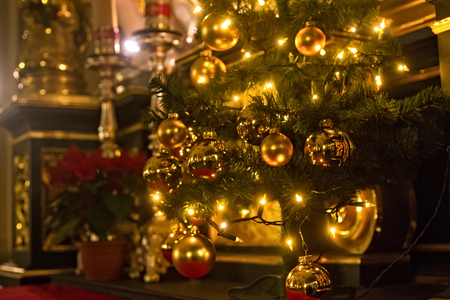 Details Of Christmas Tree In Old Polish Catholic Church Stock Photo Details Of Christmas Tree In Old Polish Catholic Church Stock Photo