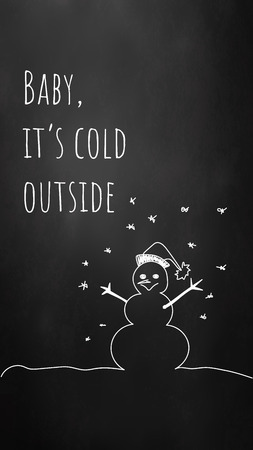 Bonhomme De Neige Et Flocons De Neige Sur Tableau Noir Bebe Son Froid A L Exterieur Fond D Ecran Carte Ou Telephone Clip Art Libres De Droits Vecteurs Et Illustration Image 7540