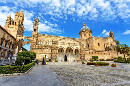 View of the facade of the Cathedral of Palermo, Sicily