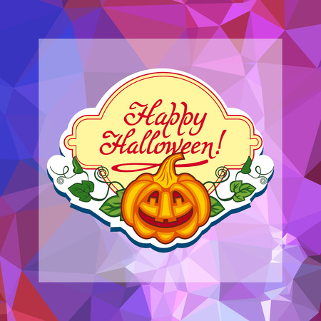 カボチャとあいさつ文 ハッピーハロ ウィーン ハロウィン モザイク ラベル ベクター クリップ アート のイラスト素材 ベクタ Image