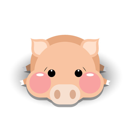 Cute pig cartoon, vector illustration Stock Photo