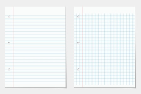 two lined notebook sheets vector eps10 illustration of paper