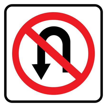 No U turn road sign drawing by illustration. No U turn sign isolate on white background drawing by illustration Vector Illustration
