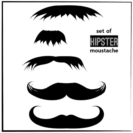 set of black hipster mustache