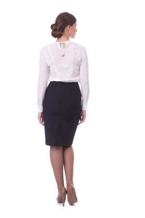 黒いフォーマルスカートと白いブラウスを着てかわいい若い女の子 の写真素材 画像素材 Image