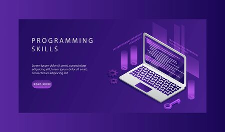 Isometric Landing Page Template Of Web Development Programming