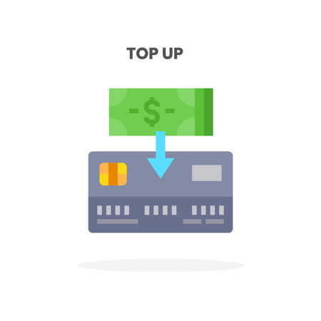 Credit card top up flat icon vector illustration on white background can used for web app digital product presentation ui and many more